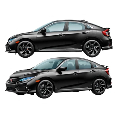 Make an emoji of a 2024 Honda civic sport with a black exterior with no added color  sticker