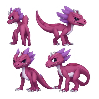 Chibi-Anthro Mauve-maroon-red-violet-colored edgy anthro-genesect-velociraptor-scalie-sona-Fakémon-hybrid with a mane on head and back and horns full body sticker