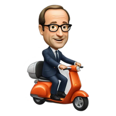 Francois Hollande sur son scooter sticker