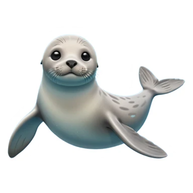 A 3D cartoon seal swimming with visible flippers, calm blue water, soft sunlight, Memoji-style realism. sticker