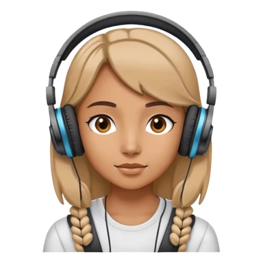 A girl with headphones on listening to music sticker