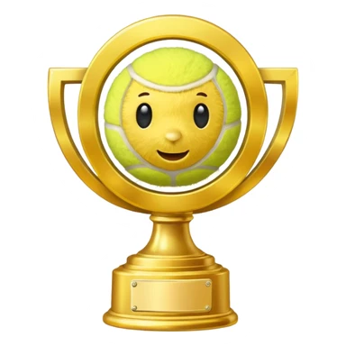 Tennis ball with trophy sticker