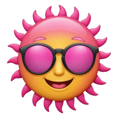 bright sun with sunglasses, cheerful summer vibe, predominantly pink color sticker