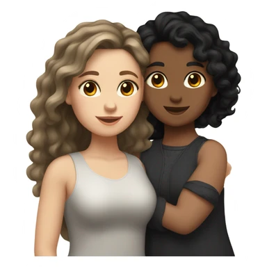 White girl with dark wavy hair and Hispanic girl with black wavy hair lesbian couple  sticker