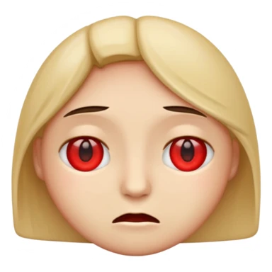 An emoji with red eyes  with tired face! sticker