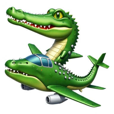 crocodile fused with and airplane and has bombs sticker