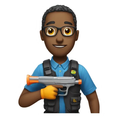 nerd emoji holding a water gun sticker