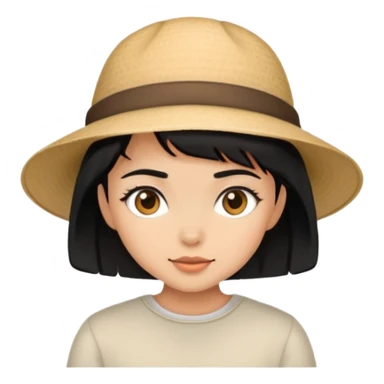 short black haired girl with hat sticker