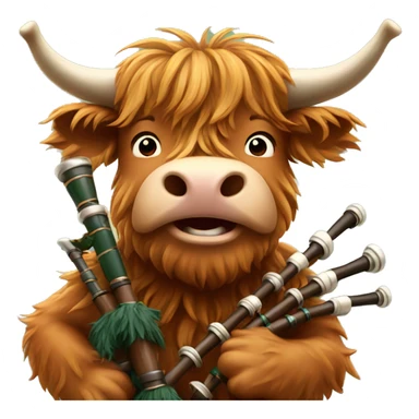 Highland cow playing bagpipes sticker