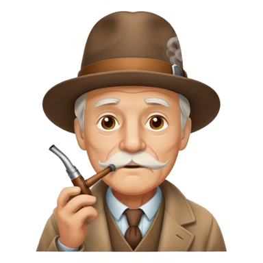 white old man with smoking pipe with hat sticker