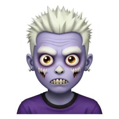 Purple pale skinned zombie boy skin so with white spiky hair. Nose and ear piercings. Emo. sticker