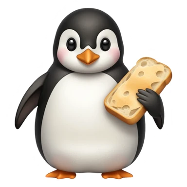 a penguin holding a loaf sticker