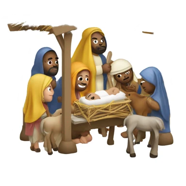 Nativity scene complete with 3 king maggi sticker