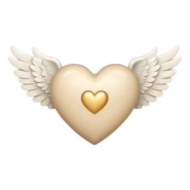 beige heart with white angel wings sticker
