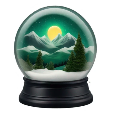 vintage dark green rococo night sky mountains snow globe sticker
