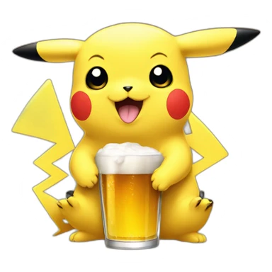 pikachu bebiendo cerveza sticker