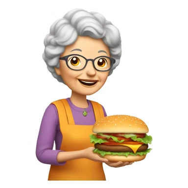 Granny with burger sticker