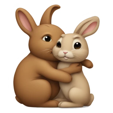 Beige bunny hugging brown bunny sticker