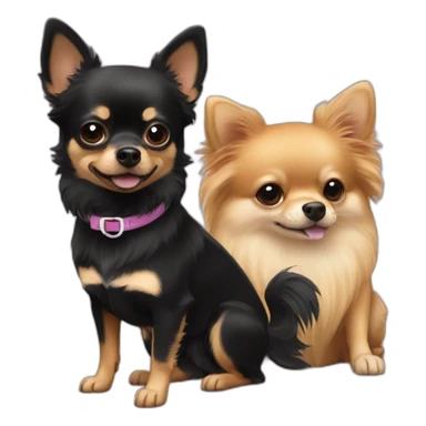 A chihuahua and Pomeranian black and tan dog sticker