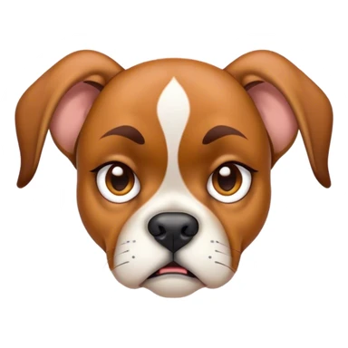 Cinematic Meme-Worthy Grumpy Fawn Boxer Dog Portrait Emoji, Head held high but eyes filled with dramatic disappointment, smooth fawn fur with a furrowed brow forming an unmistakable scowl, floppy ears slightly angled back in disapproval, piercing brown eyes glaring with pure exasperation, Simplified yet hilariously over-exaggerated features, highly detailed, glowing with an aura of supreme annoyance, high shine, exhausted yet judgmental, stylized with an almost regal pettiness, bright but brooding, soft glowing outline, capturing the essence of a guardian that has seen it all and is thoroughly unimpressed, so meme-worthy it feels like it could instantly become the next viral sensation of grumpiness! sticker