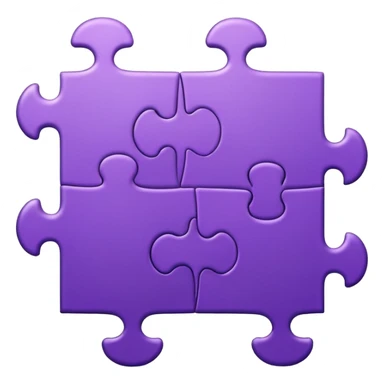Create an icon of a puzzle for "Featured Projects" on a dark background #22223B. Show multiple puzzle pieces connected together, with one piece slightly separated or highlighted as the final piece. The puzzle pieces should be shades of purple that harmonize with the background. sticker