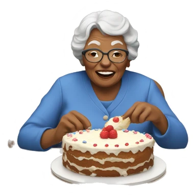 Grandma eating a cake sticker