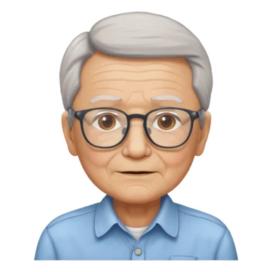 elderly with glasses and shirt sticker