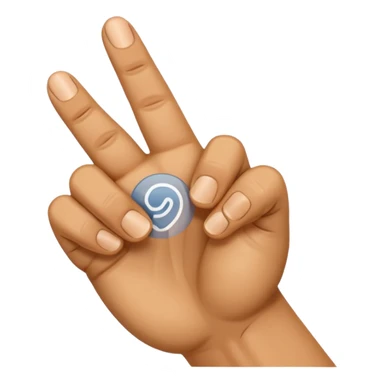 Create an emoji of a right hand. The thumb and middle finger of the right hand are pressed together, with the index finger positioned between them. The remaining fingers are curled into a fist. Add motion lines around the emoji to indicate a downward hand movement. sticker
