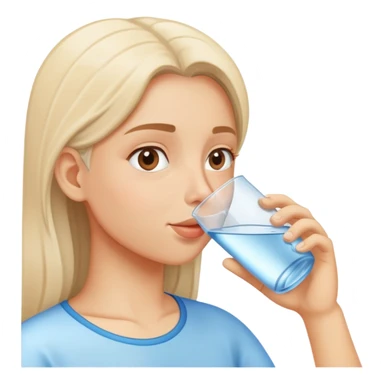 Person drinking water from a glass, refreshing sticker