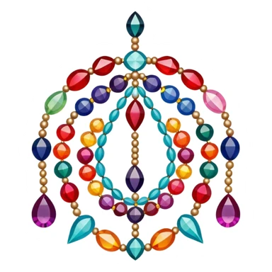 Create a harmonious and well-composed icon that represents the hobby of beadwork. The design should feature colorful beads, thread, and a beading needle or tool in a balanced arrangement. The elements should flow naturally, reflecting the creativity and precision of the craft. Ensure the composition is clean and aesthetically pleasing, with vibrant yet balanced colors. The background should be transparent. sticker
