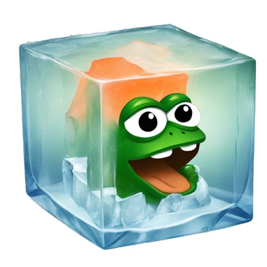 pepe the frog inside an icecube sticker