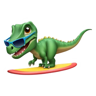 dinosaur wearing sunglasses while surfing sticker