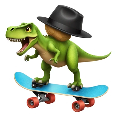 Dinosaur wearing a hat backwards skateboarding  sticker