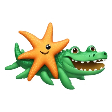 Starfish with a crocodile in the arms sticker