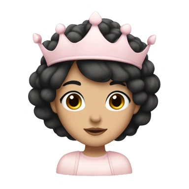 White and pastel pink crown in girl with black hair  sticker