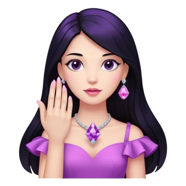 Like this 🙏🏼 but Instead of blue hot pink and keep the skin tone the same you can add a purple crystal ring on one hand and a big diamond on the other hand sticker