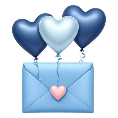 dark blue love letter in pastel blue and perl metallic heart-shaped balloons sticker