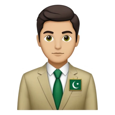 Pakistani diplomat in formal attire with Pakistan flag pin on lapel sticker