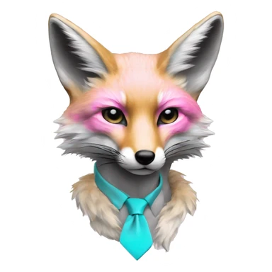 Faded Tie dye beige gray fox in pink cyan gray black gold jewellery sticker