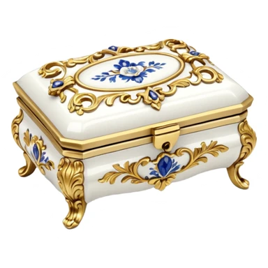 Vintage rococo white jewelry box sticker