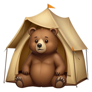back view of a bear looking a tent sticker