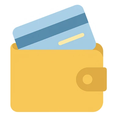 wallet color icon with a credit card visible sticker