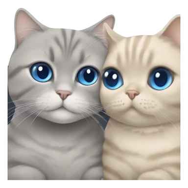 Grey Scottish fold cuddling with blue eyes beige cat  sticker