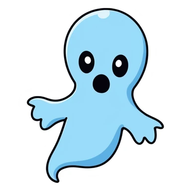 blue and white ghost boy farting sticker