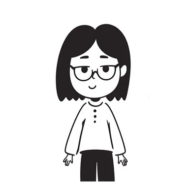 confused black-haired girl with 'I don't know what I want to do' face sticker