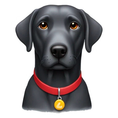 elderly jowly grey black labrador with a red collar that has nothing else on it. sticker