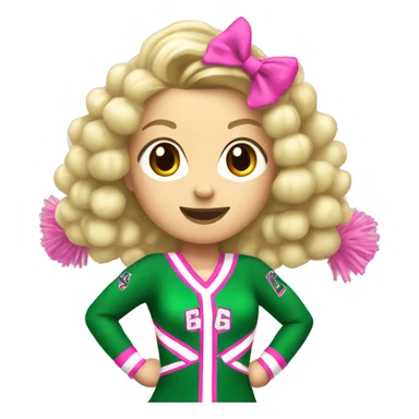 blonde cheerleader wearing green uniform holding pink pompoms that looks like chrissy chlapecka sticker