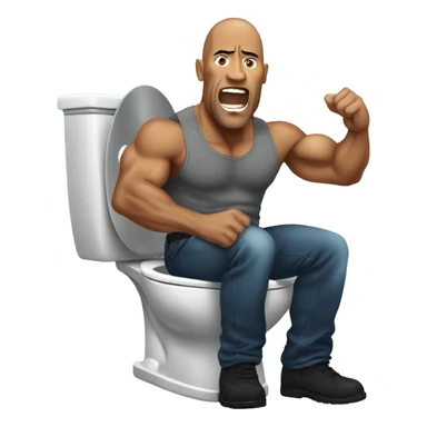The Rock coming out of a toilet sticker