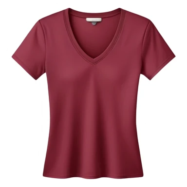 only a wine red V-neck t-shirt, cropped short length, flat lay, isolated garment, white background, no model, no person sticker