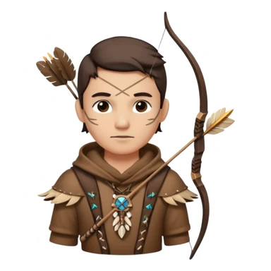 The classic hunter image with a bow and arrow on his back, dressed in brown with some animal made decorations sticker